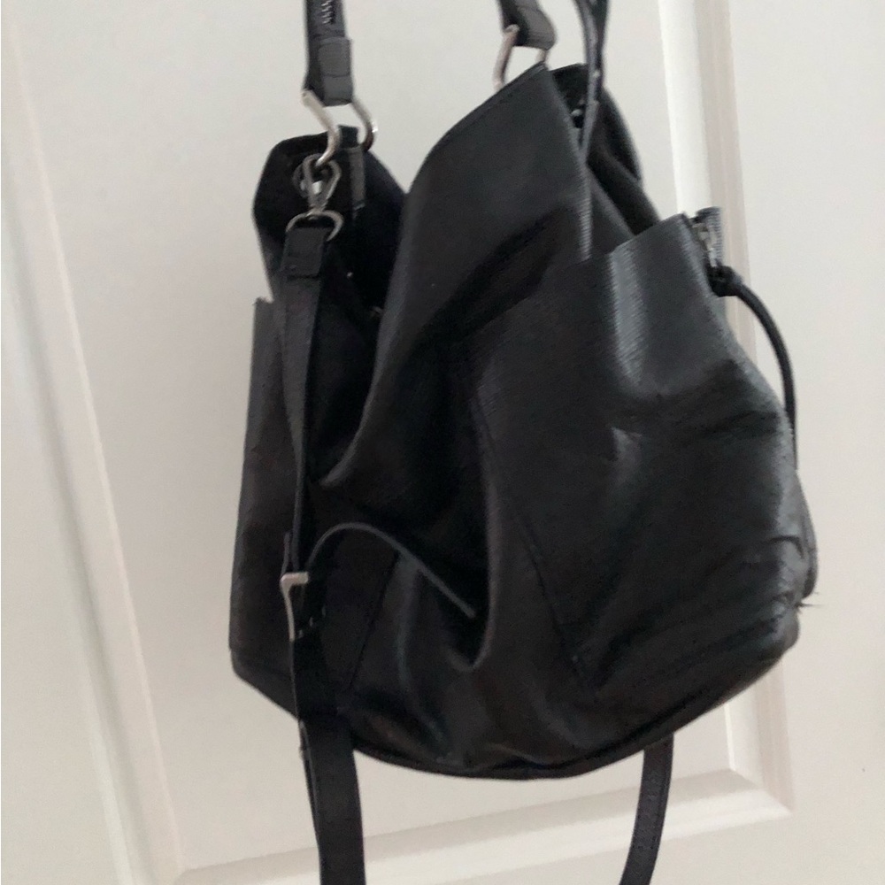 Black leather Zara ladies bag with removable shoulder strap